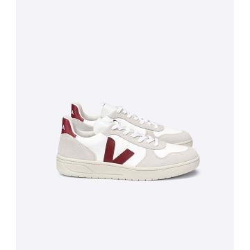 White/Red Women's Veja V-10 B-MESH Sneakers | AU 644LIS